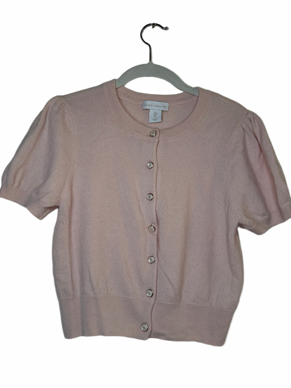 House of Harlow Pink Cashmere Cropped short sleeve sweater L